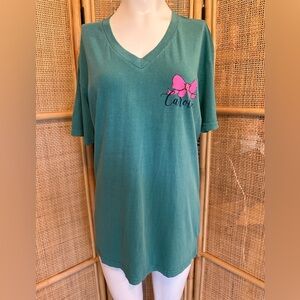 Press box green v neck tshirt Tarheels size small